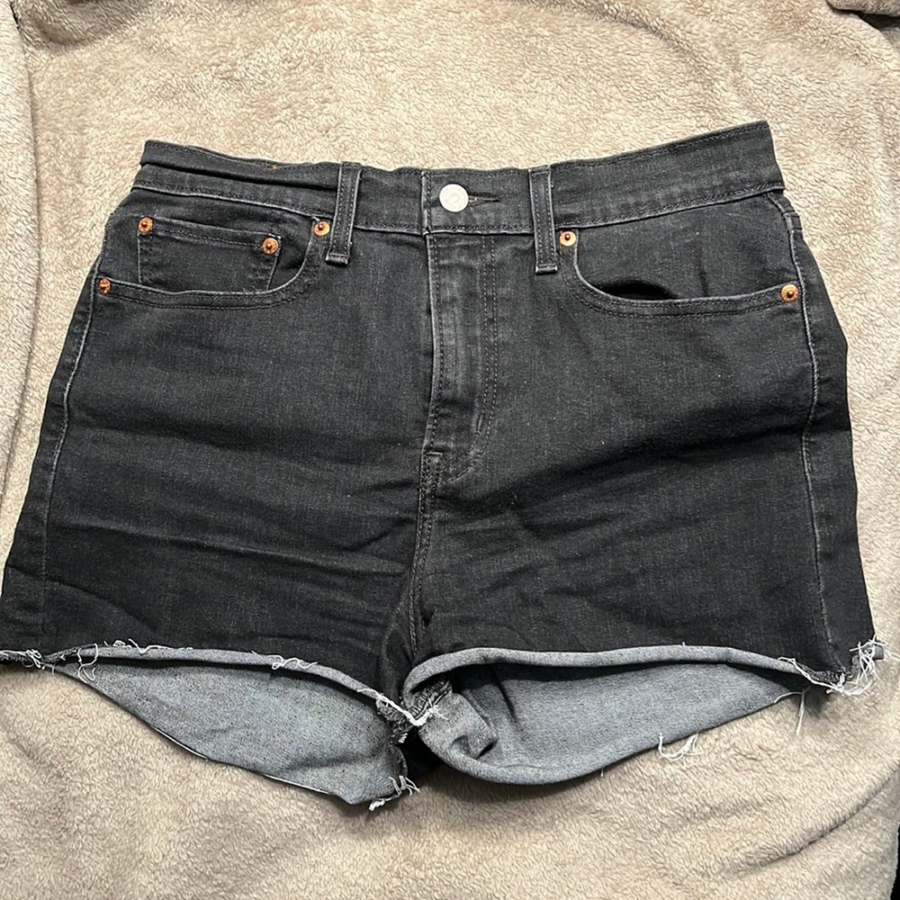 Levi’s High-Rise Black Denim Shorts
